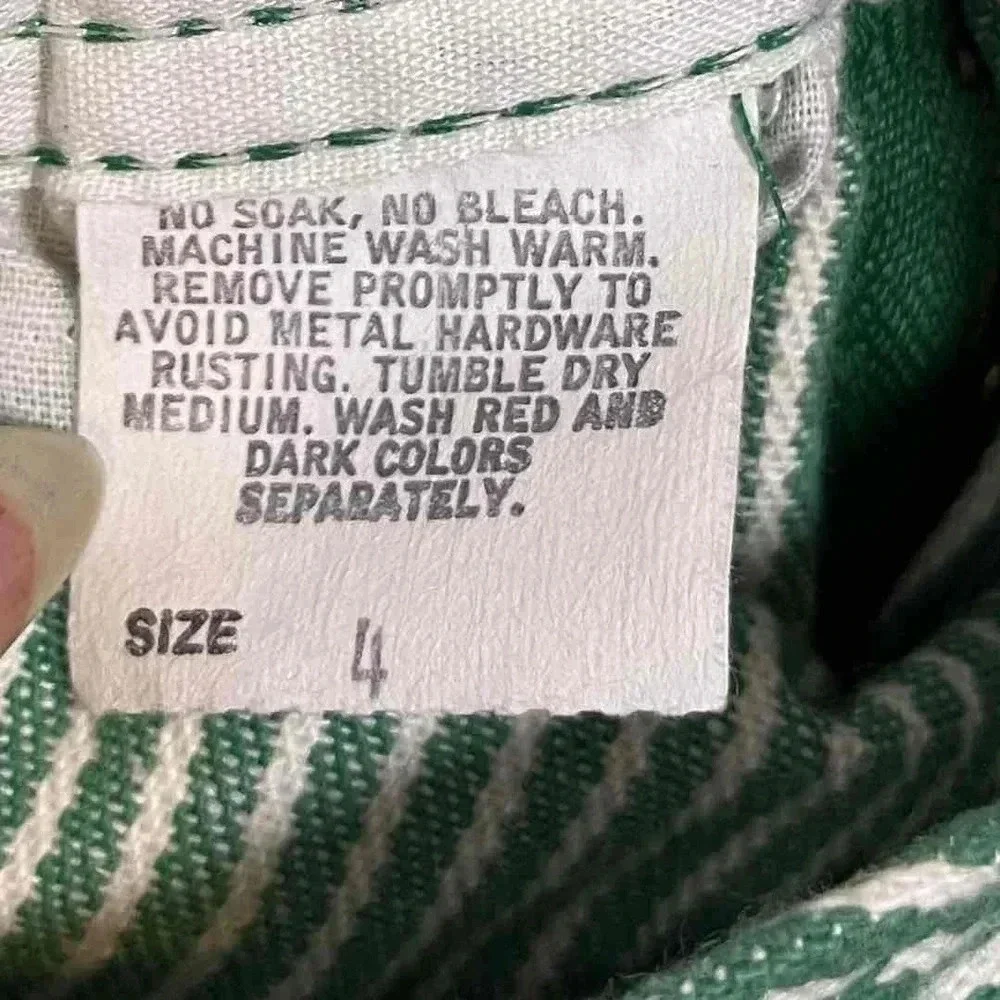 Vintage 80s 90s Osh Kosh Bgosh Green Railroad Striped Bib Overalls Kids Size 4
